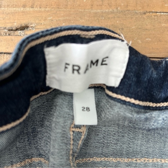 FRAME DENIM LE CROP MINI BOOT STRETCH DENIM JEANS CROP FLARE RAW HEM sz 28 Dark - Picture 5 of 12